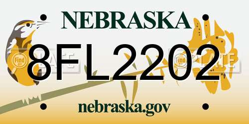 8FL2202 Nebraska License Plate