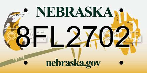 8FL2702 Nebraska License Plate