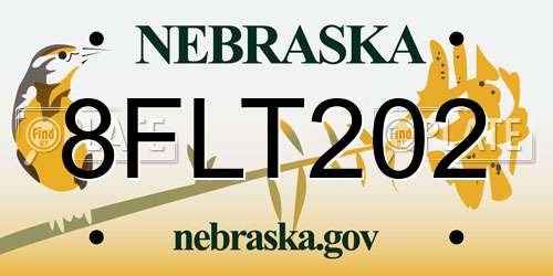 8FLT202 Nebraska License Plate