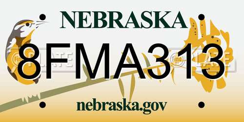 8FMA313 Nebraska License Plate
