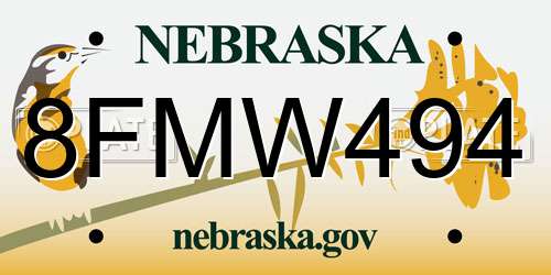 8FMW494 Nebraska License Plate