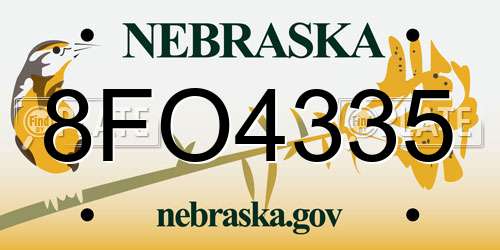 8FO4335 Nebraska License Plate