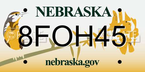 8FOH45 Nebraska License Plate