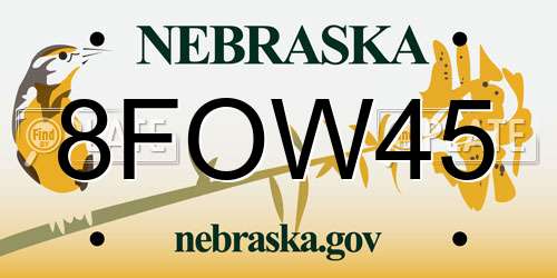 8FOW45 Nebraska License Plate