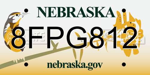 8FPG812 Nebraska License Plate