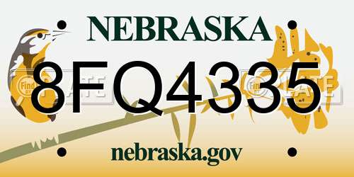 8FQ4335 Nebraska License Plate