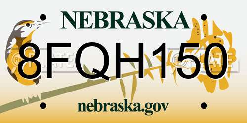 8FQH150 Nebraska License Plate