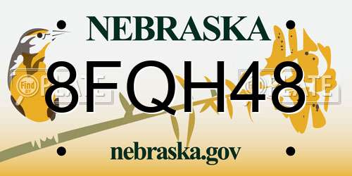 8FQH48 Nebraska License Plate