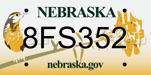 8FS352 Nebraska License Plate