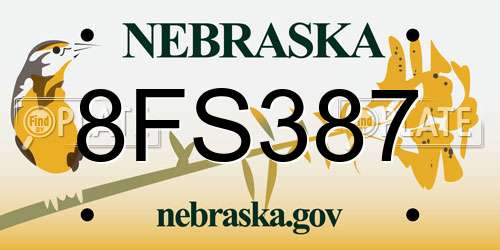 8FS387 Nebraska License Plate