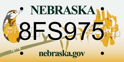 8FS975 Nebraska License Plate