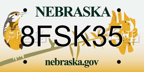 8FSK35 Nebraska License Plate