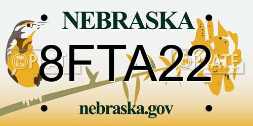 8FTA22 Nebraska License Plate