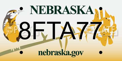 8FTA77 Nebraska License Plate