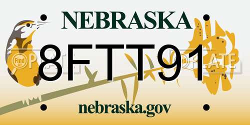 8FTT91 Nebraska License Plate