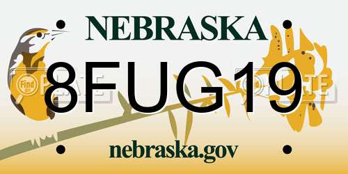 8FUG19 Nebraska License Plate