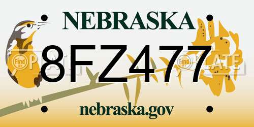 8FZ477 Nebraska License Plate