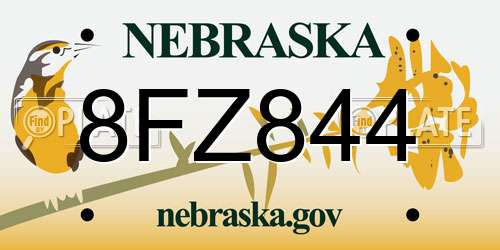 8FZ844 Nebraska License Plate