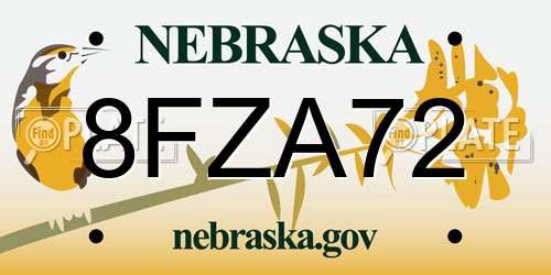 8FZA72 Nebraska License Plate