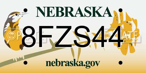 8FZS44 Nebraska License Plate
