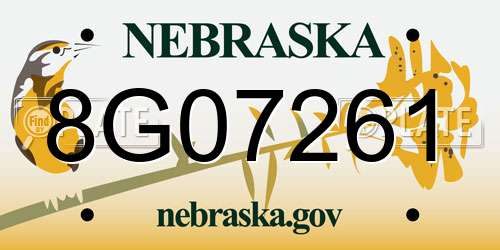 8G07261 Nebraska License Plate