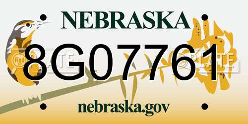 8G07761 Nebraska License Plate