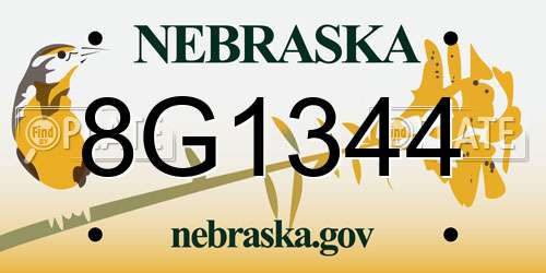 8G1344 Nebraska License Plate