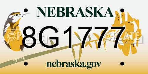8G1777 Nebraska License Plate