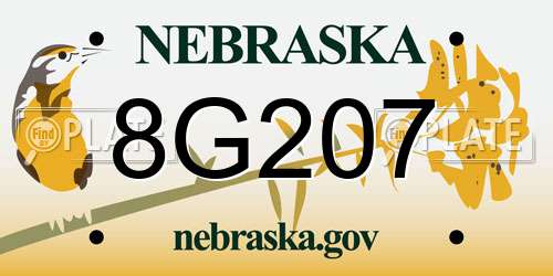 8G207 Nebraska License Plate
