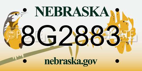 8G2883 Nebraska License Plate