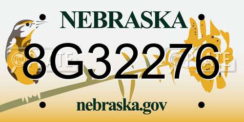 8G32276 Nebraska License Plate