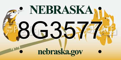 8G3577 Nebraska License Plate