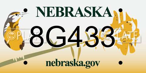 8G433 Nebraska License Plate