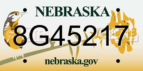 8G45217 Nebraska License Plate