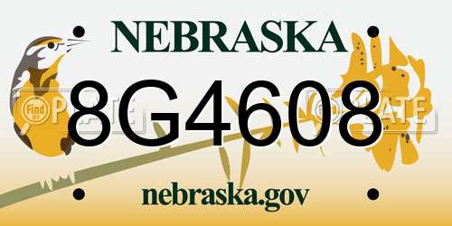 8G4608 Nebraska License Plate