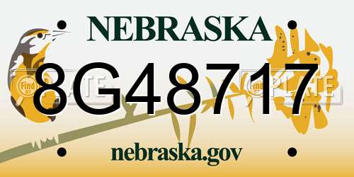 8G48717 Nebraska License Plate