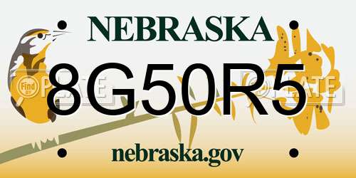 8G50R5 Nebraska License Plate