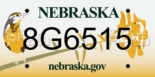 8G6515 Nebraska License Plate