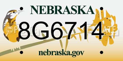 8G6714 Nebraska License Plate