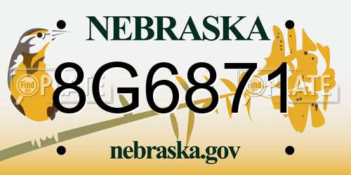8G6871 Nebraska License Plate