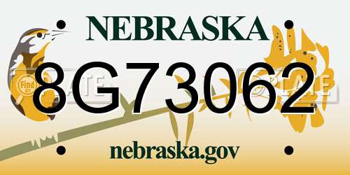 8G73062 Nebraska License Plate