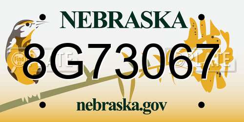 8G73067 Nebraska License Plate