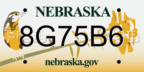 8G75B6 Nebraska License Plate