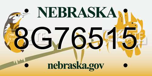 8G76515 Nebraska License Plate