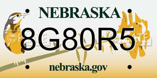 8G80R5 Nebraska License Plate