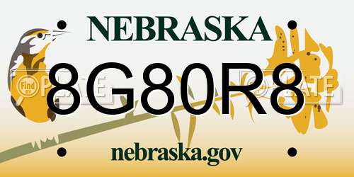 8G80R8 Nebraska License Plate