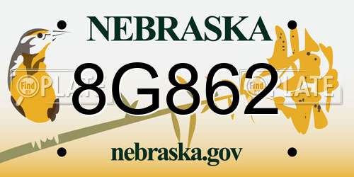 8G862 Nebraska License Plate