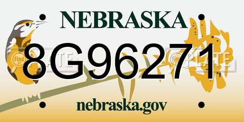 8G96271 Nebraska License Plate