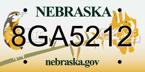 8GA5212 Nebraska License Plate