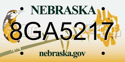 8GA5217 Nebraska License Plate